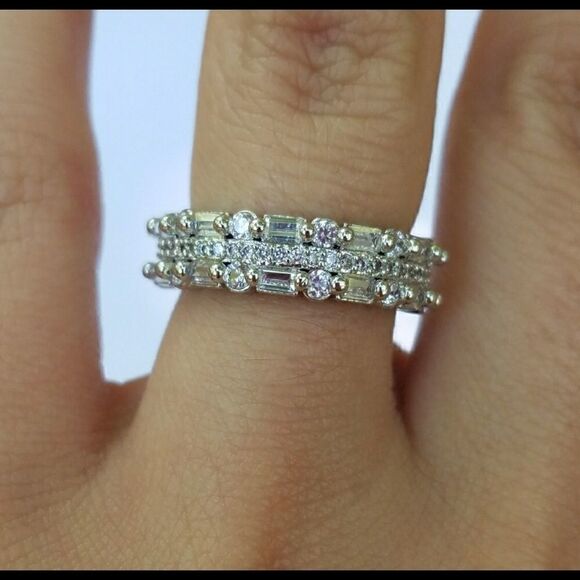 Beautiful Triple  Band CZ Diamond Ring - Picture 5 of 8